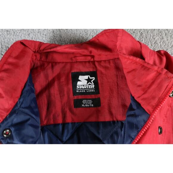 Starter Jacket Mens XL Red Black Label Vintage Quater Zip Pull Over Embroidered - Picture 3 of 6